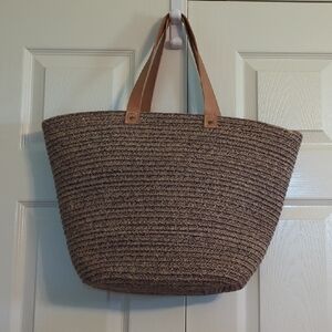 Brown Woven Tote Bag
